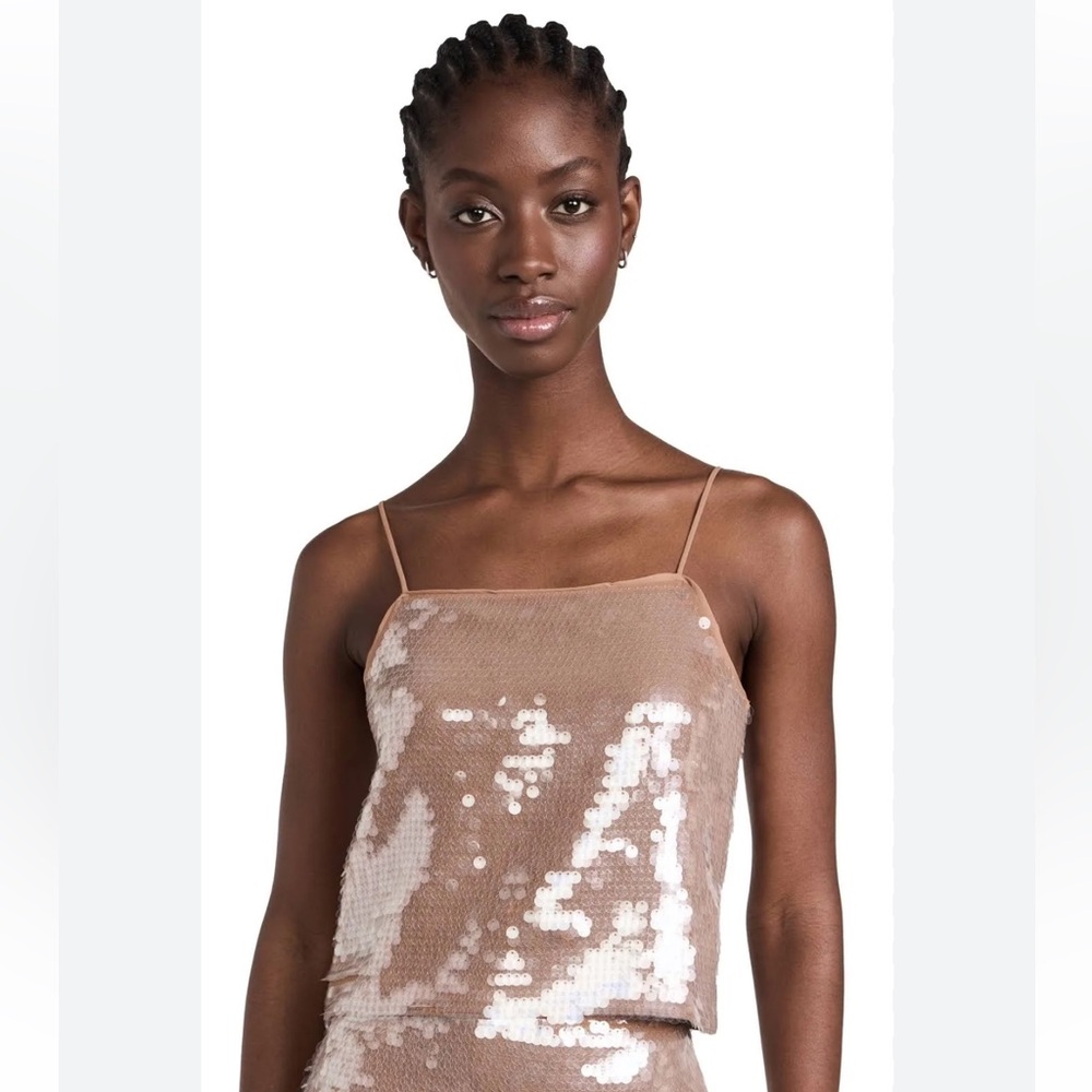 Madewell‎ Abigail Gold Sequin Crop Tank Top Size Large